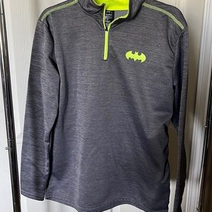 Sold DC Comics Batman YM  1/4 Zip Gray Lime Jacket Pullover Size Small S16